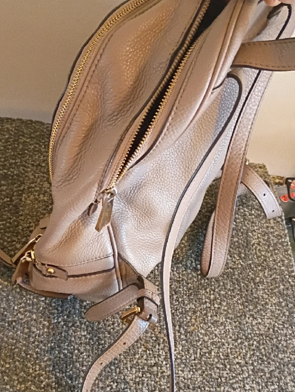 Michael Kors Taupe Pebbled Leather Backpack with Gold Hardware - Picture 8 of 9
